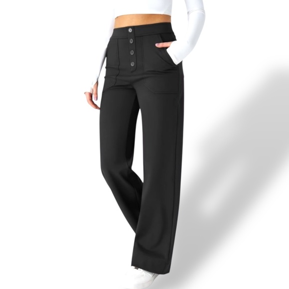 HALARA Pants - HALARA Black High Waisted Straight Leg Casual Pants Front & Back Pockets Sz LP